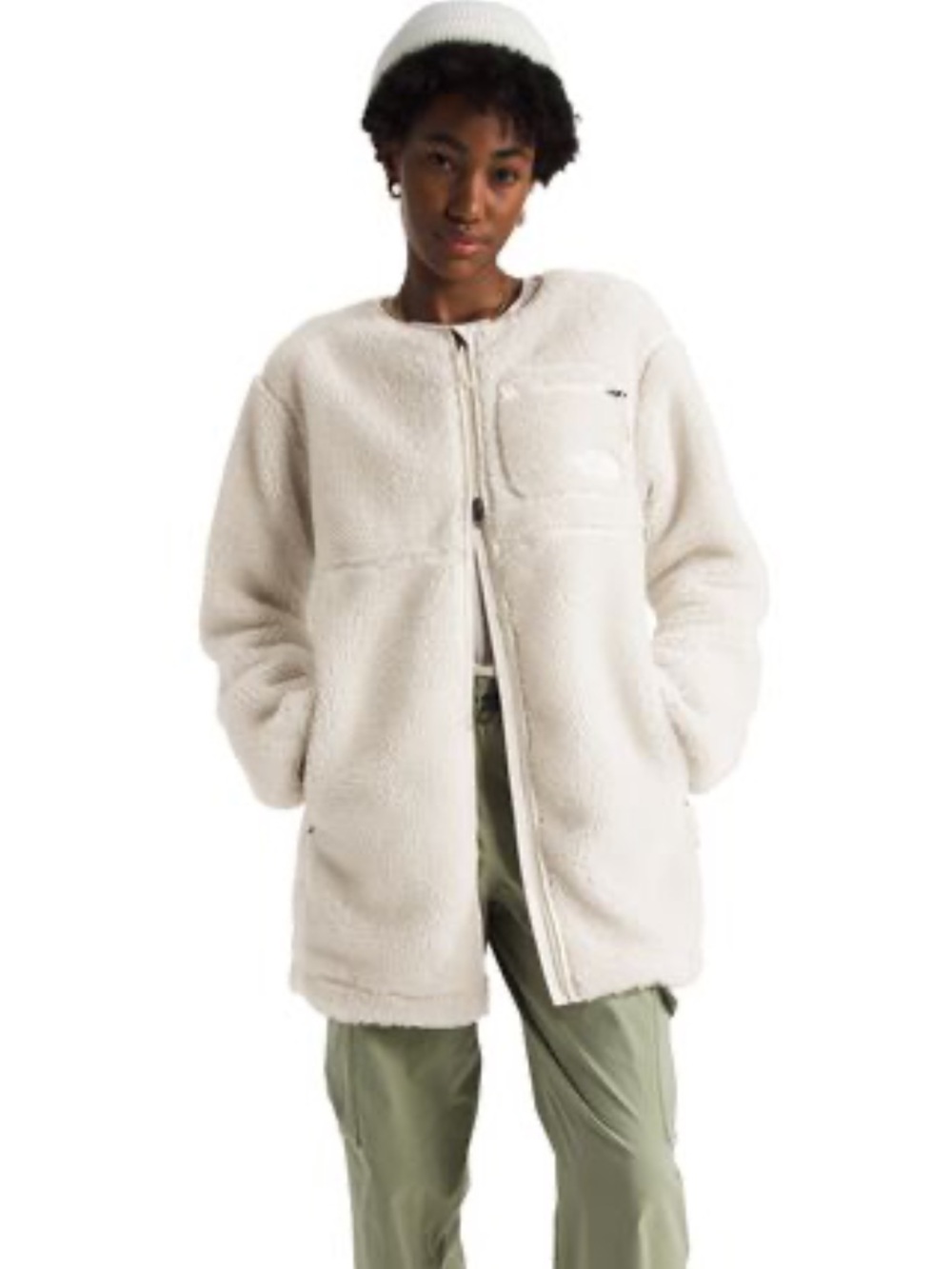The North Face extreme pile Women's Cream Fleece Zip-Front Coat